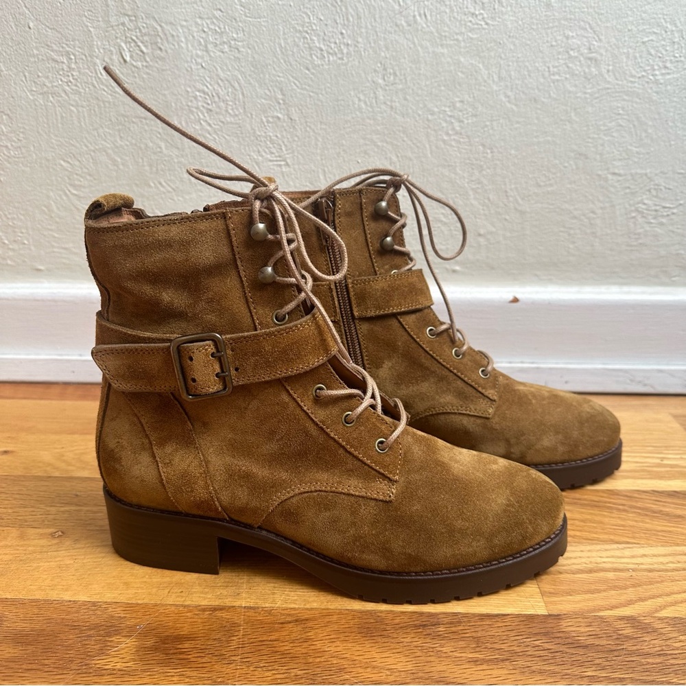 Sézane Dana ankle boots in taupe suede with a buckle detail Never Worn Size 7 - Picture 2 of 8